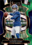 2025 Jaxson Dart Panini Select CONCOURSE BLACK & GREEN SHOCK PRIZM ROOKIE RC #93 New York Giants