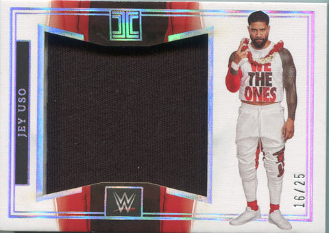 2023 Jey Uso Panini Impeccable HOLO SILVER JUMBO SHIRT 16/25 RELIC #IJ-JYU Friday Night Smackdown