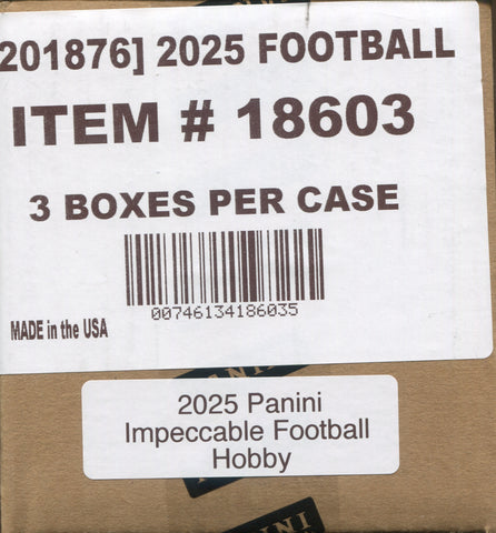 2025 Panini Impeccable Football Hobby, 3 Box Case