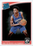 2018-19 Shai Gilgeous-Alexander Panini Donruss Optic RATED ROOKIE RC #162 Los Angeles Clippers MVP