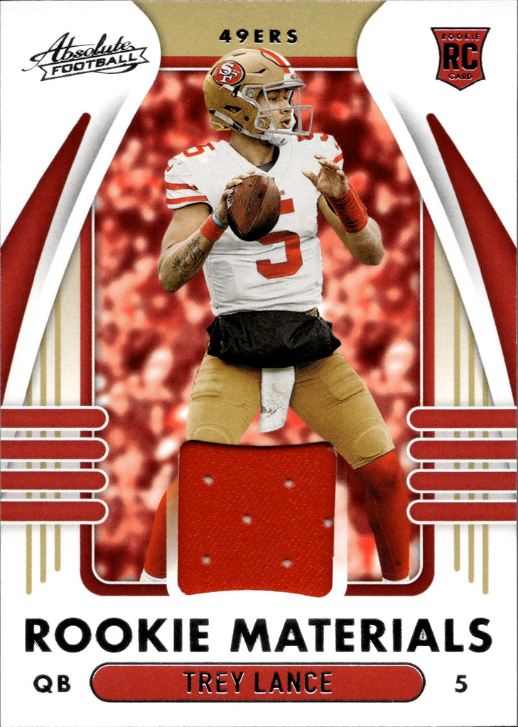 2021 Panini Absolute Rookie Materials Jersey Relic Trey Lance 49ers Jersey  Card