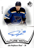 2021-22 Jake Neighbours Upper Deck SP Authentic FUTURE WATCH ROOKIE AUTOGRAPH 448/999 RC AUTO #146 St. Louis Blues