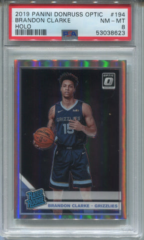 2019-20 Brandon Clarke Donruss Optic HOLO RATED ROOKIE RC PSA 8 #194 Memphis Grizzlies 8623