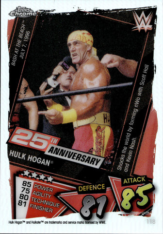 2021 Hulk Hogan Topps Chrome WWE Slam Attax 25TH ANNIVERSARY REFRACTOR #118 WWE Legend