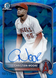 2025 Christian Moore Bowman Chrome Prospects Sapphire BLUE AUTO AUTOGRAPH 107/199 #CPS-CMO Los Angeles Angels