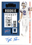 2020 Tyler Bass Panini Contenders ROOKIE TICKET AUTOGRAPH RC AUTO #254 Buffalo Bills