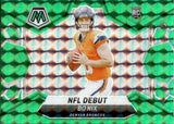 2024 Bo Nix Panini Mosaic NFL DEBUT GREEN PRIZM ROOKIE RC #271 Denver Broncos