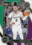 2024-25 Stephon Castle Panini Select COURTSIDE GREEN WHITE PURPLE PRIZM ROOKIE RC #292 San Antonio Spurs