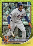 2025 Juan Soto Bowman Chrome YELLOW MOJO REFRACTOR 35/75 #22 New York Mets