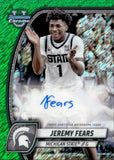 2024-25 Jeremy Fears Bowman University Chrome PROSPECT GREEN SHIMMER REFRACTOR AUTOGRAPH AUTO #75 Michigan State Spartans