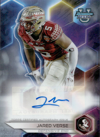 2023 Jared Verse Bowman University Best BEST OF 2023 AUTOGRAPH REFRACTOR ROOKIE AUTO RC #BOA-JV Florida State Seminoles Los Angeles Rams