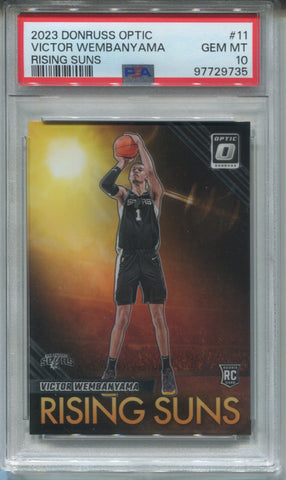 2023-24 Victor Wembanyama Donruss Optic RISING SUNS ROOKIE RC PSA 10 #11 San Antonio Spurs 9735