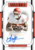 2018 Larry Johnson Panini National Treasures SIGNATURES AUTOGRAPH 65/99 AUTO #S-LJ Kansas City Chiefs