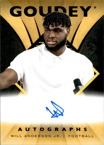2023 Will Anderson Jr. Upper Deck Goodwin Champions GOUDEY ROOKIE AUTOGRAPH RC AUTO #GA-WI Houston Texans Alabama Crimson Tide
