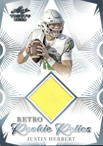 2023 Justin Herbert Leaf Trinity RETRO ROOKIE JERSEY RELIC #RRR-5 Los Angeles Chargers