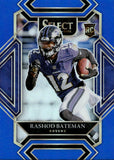 2021 Rashod Bateman Panini Select BLUE CLUB LEVEL ROOKIE 87/99 RC #255 Baltimore Ravens