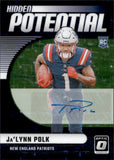 2024 Ja'Lynn Polk Panini Donruss Optic HIDDEN POTENTIAL PURPLE STARS PRIZM ROOKIE AUTOGRAPH 15/25 RC AUTO #5 New England Patriots