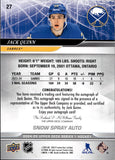 2024-25 Jack Quinn Upper Deck Series 1 SNOW SPRAY AUTO AUTOGRAPH #27 Buffalo Sabres