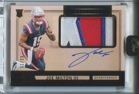 2024 Joe Milton III Panini One ROOKIE BRONZE JUMBO PATCH 03/25 RELIC #5 New England Patriots