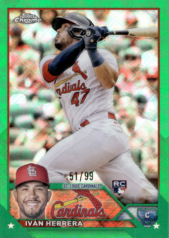 2023 Ivan Herrera Topps Chrome Logofractor GREEN REFRACTOR ROOKIE RC 51/99 #177 St. Louis Cardinals