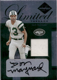 2005 Don Maynard Donruss Leaf Limited LIMITED THREADS AUTOGRAPH 64/75 GAME-WORN JERSEY AUTO #LT-27 New York Jets