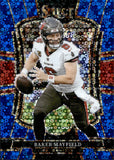 2025 Baker Mayfield Panini Select PREMIER LEVEL BLUE DISCO PRIZM 12/25 #137 Tampa Bay Buccaneers
