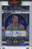 2025 Sidney Moncrief Leaf Sports Heroes PURPLE ICE ALL DECADE TEAM AUTO 09/15 AUTOGRAPH #D80-SM1 Milwaukee Bucks