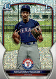 2023 Sebastian Walcott Bowman Chrome Prospects 1ST BOWMAN MOJO REFRACTOR #BCP-189 Texas Rangers