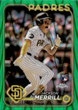 2024 Jackson Merrill Topps Chrome GREEN RAYWAVE REFRACTOR ROOKIE 10/99 RC #207 San Diego Padres