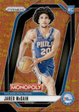 2024-25 Jared McCain Panini Prizm Monopoly CLASSIC ICONS ORANGE PRIZM ROOKIE 1278/1499 RC #3 Philadelphia 76ers