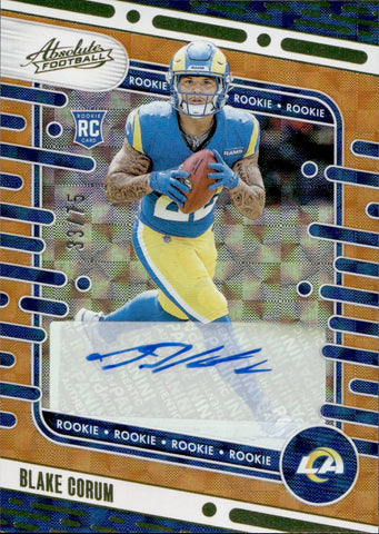 2024 Blake Corum Panini Absolute ROOKIE ORANGE MOSAIC AUTOGRAPH RC AUTO 33/75 #168 Los Angeles Rams