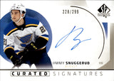 2025-26 Jimmy Snuggerud Upper Deck SP Authentic CURATED SIGNATURES AUTOGRAPH ROOKIE 228/299 AUTO RC #SPC-SN St. Louis Blues