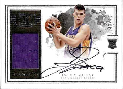 2016-17 Ivica Zubac Panini Impeccable ELEGANCE ROOKIE JERSEY AUTOGRAPH 43/49 AUTO #160 Los Angeles Lakers