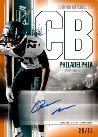 2024 Quinyon Mitchell Topps Signature Class ORANGE ROOKIE VARIATION AUTO 25/50 AUTOGRAPH RC #RCA-QM Philadelphia Eagles