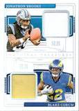 2024 Jonathon Brooks Blake Corum Panini National Treasures ROOKIE NFL GEAR COMBO MATERIALS 22/25 JERSEY RC #RNCG-RB3 Carolina Panthers Los Angeles Rams