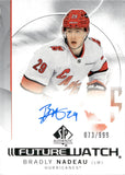 2024-25 Bradly Nadeau Upper Deck SP Authentic FUTURE WATCH ROOKIE AUTOGRAPH 73/999 RC AUTO #148 Carolina Hurricanes