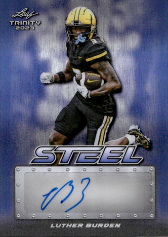 2023 Luther Burden Leaf Trinity STEEL BLUE AUTOGRAPH ROOKIE AUTO RC 17/49 #SA-LB1 Missouri Tigers Chicago Bears