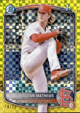 2025 Quinn Mathews Bowman Chrome Prospects 1ST BOWMAN YELLOW X-FRACTOR 74/75 #BCP-25 St. Louis Cardinals