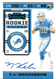 2019 T.J. Hockenson Panini Contenders ROOKIE TICKET GREEN AUTO 22/23 AUTOGRAPH RC #119 Detroit Lions