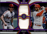 2023 Mike Schmidt Bryce Harper Topps Tribute PURPLE FOIL DUAL JERSEY 37/50 RELIC #DR-SH Philadelphia Phillies