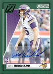 2024 Will Reichard Panini Zenith 2 MINUTE DRILL GREEN AUTOGRAPH ROOKIE AUTO RC #197 Minnesota Vikings