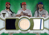 2018 Bryce Harper Mike Trout Kris Bryant Topps Triple Threads EMERALD RELIC COMBO GAME-USED MEMORABILIA 7/18 JERSEY BAT #RCC-BMK Nationals Angels Cubs *NRMT BACK CREASE*