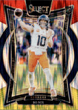 2024 Bo Nix Panini Select CONCOURSE RED & YELLOW SHOCK PRIZM ROOKIE RC #30 Denver Broncos 1