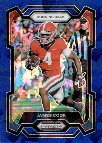 2024 James Cook Panini Prizm Draft Picks Blue Ice 51/99 #11 Buffalo Bills Georgia Bulldogs