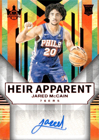 2024-25 Jared McCain Panini Court Kings RED ROOKIE HEIR APPARENT AUTO 60/99 AUTOGRAPH RC #HA-JAR Philadelphia 76ers