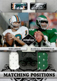 2007 Bob Griese Randall Cunningham Donruss Leaf Limited MATCHING POSITIONS GAME-WORN JERSEYS 8/100 #MP-5 Miami Dolphins Philadelphia Eagles