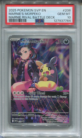 2025 Marnie's Morpeko Pokemon Scarlet & Violet BLACK STAR PROMO MARNIE RIVAL BATTLE DECK PSA 10 #206 7764