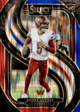 2024 Jayden Daniels Panini Select PREMIER LEVEL RED & BLUE SHOCK PRIZM ROOKIE RC #112 Washington Commanders