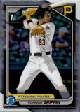 2024 Konnor Griffin Bowman Chrome Draft 1ST BOWMAN REFRACTOR #BDC-22 Pittsburgh Pirates *NRMT Hairline Crease on Back*