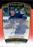 2024-25 Jonathan Lekkerimaki Upper Deck Stature ROOKIE RED AUTO 85/99 RC AUTOGRAPH #40 Vancouver Canucks
